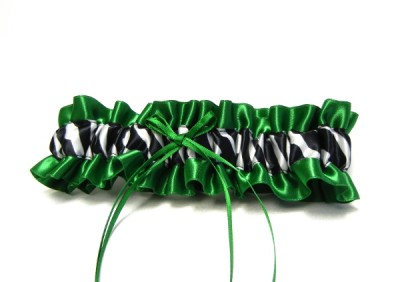 Emerald Green Satin Zebra Garter 