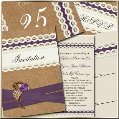 Lace and Burlap wedding Invites