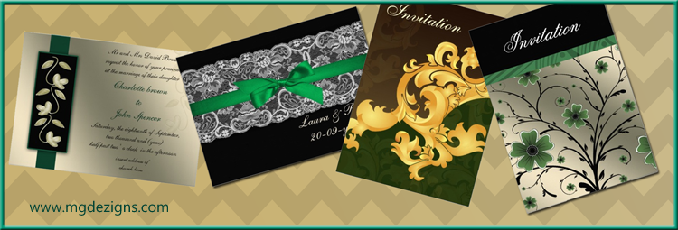 Emerald Green Wedding Invites by MGDezigns.com