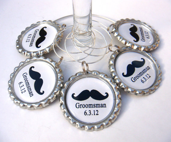Mustache Wine Charms