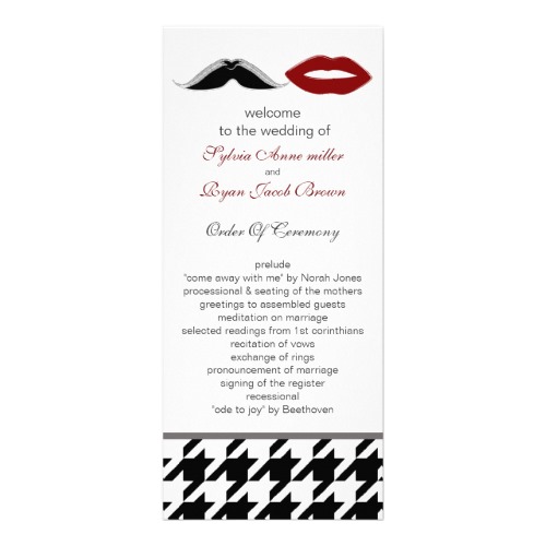 lips and mustache wedding program