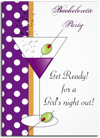 Bachelorette Party Martini Invitations