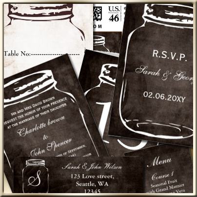 rustic shabby chic mason jar wedding invitations