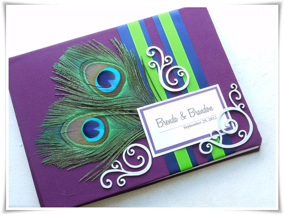 Peacock Wedding Guestbook at Etsy