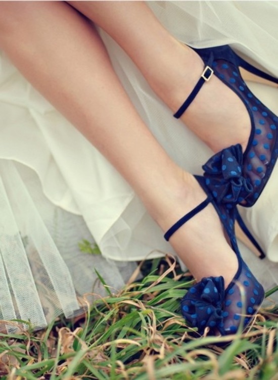 Blue Polka Dots Wedding Sandals