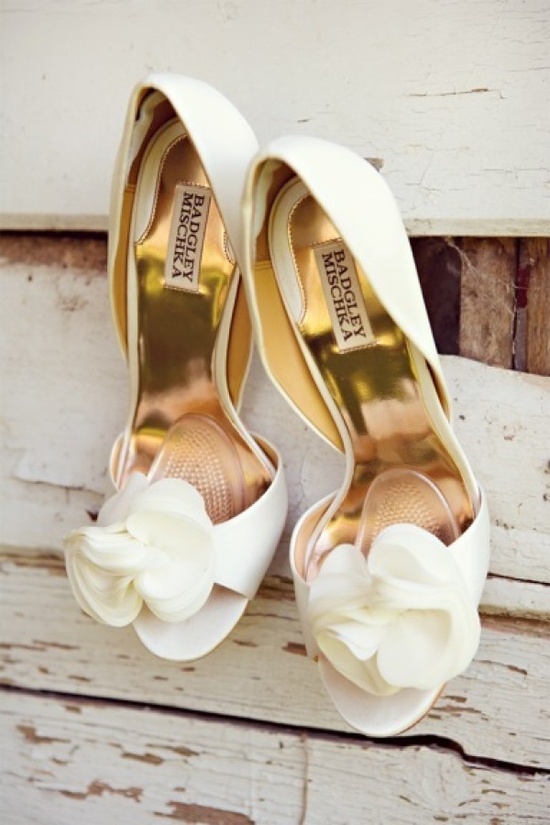 Elegant white wedding sandals