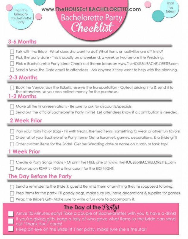 bachelorette party checklist