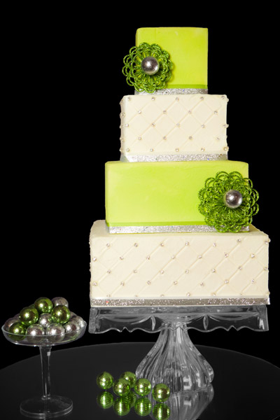 green and white cake