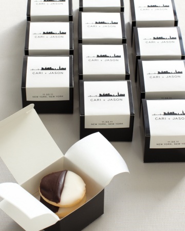 black and white cookie favor boxes