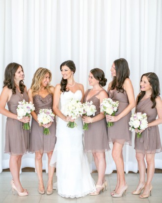 Different style, same color bridesmaid dresses