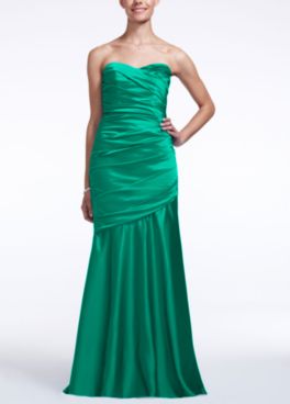 Emerald green satin bridesmaid dress