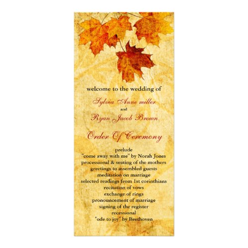 Fall wedding programs