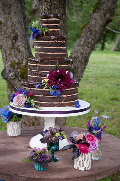 Navy and Cranberry Wedding Cake