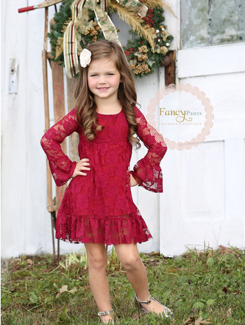 Burgandy Boho Flower Girl Dress