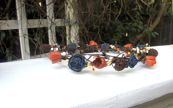 Rustic Navy Blue floral crown