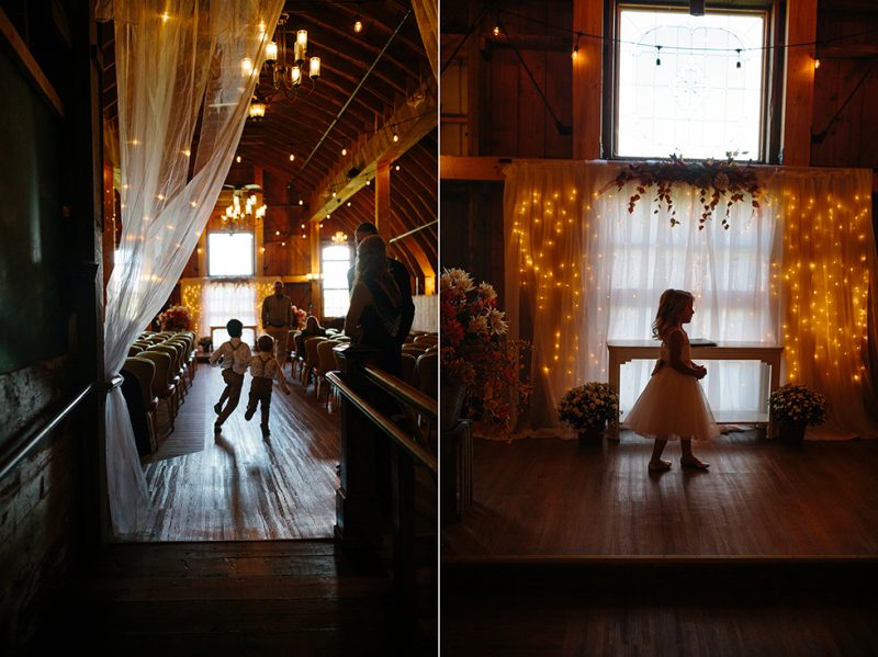 Fairy Lights Backdrop Barn Wedding