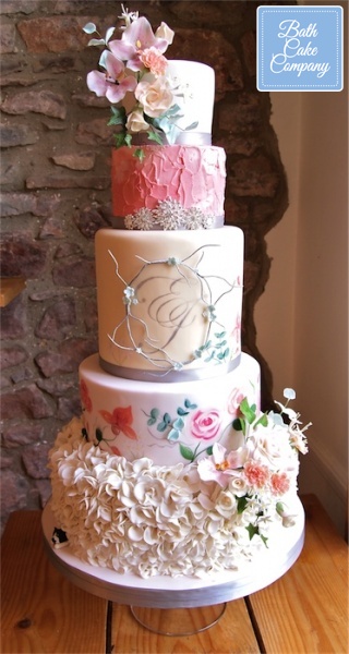 Five-Tier-Floral-Wedding-Cake