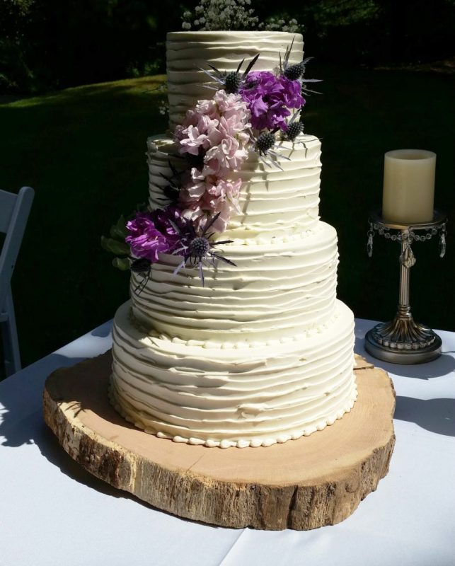 purple spring wedding cake