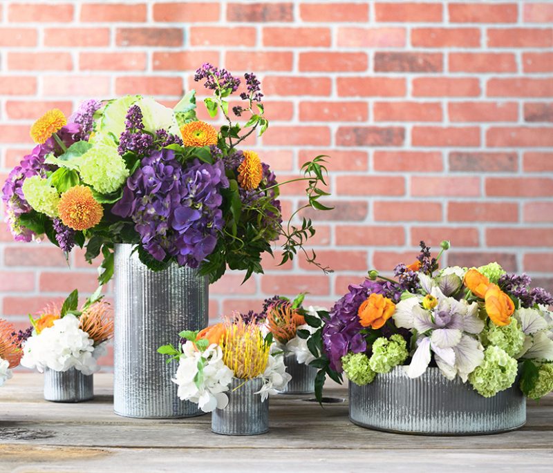 Corrugated Zinc Vases