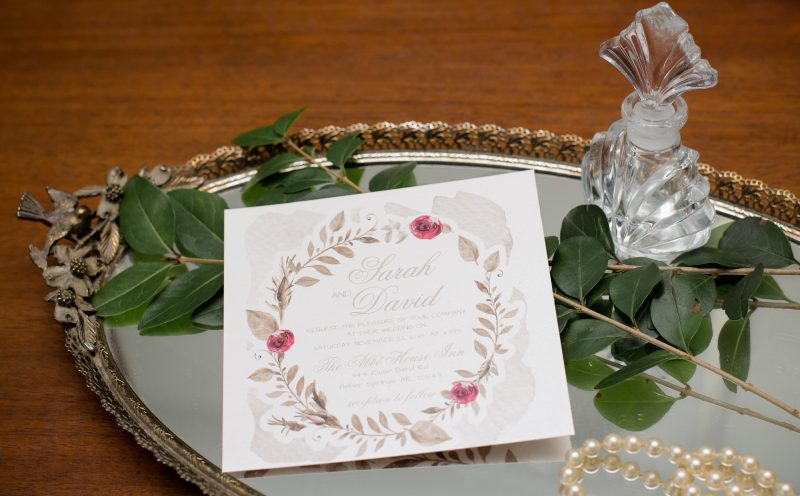 Gold and Burgundy Floral Invitations By weddingpaperlove