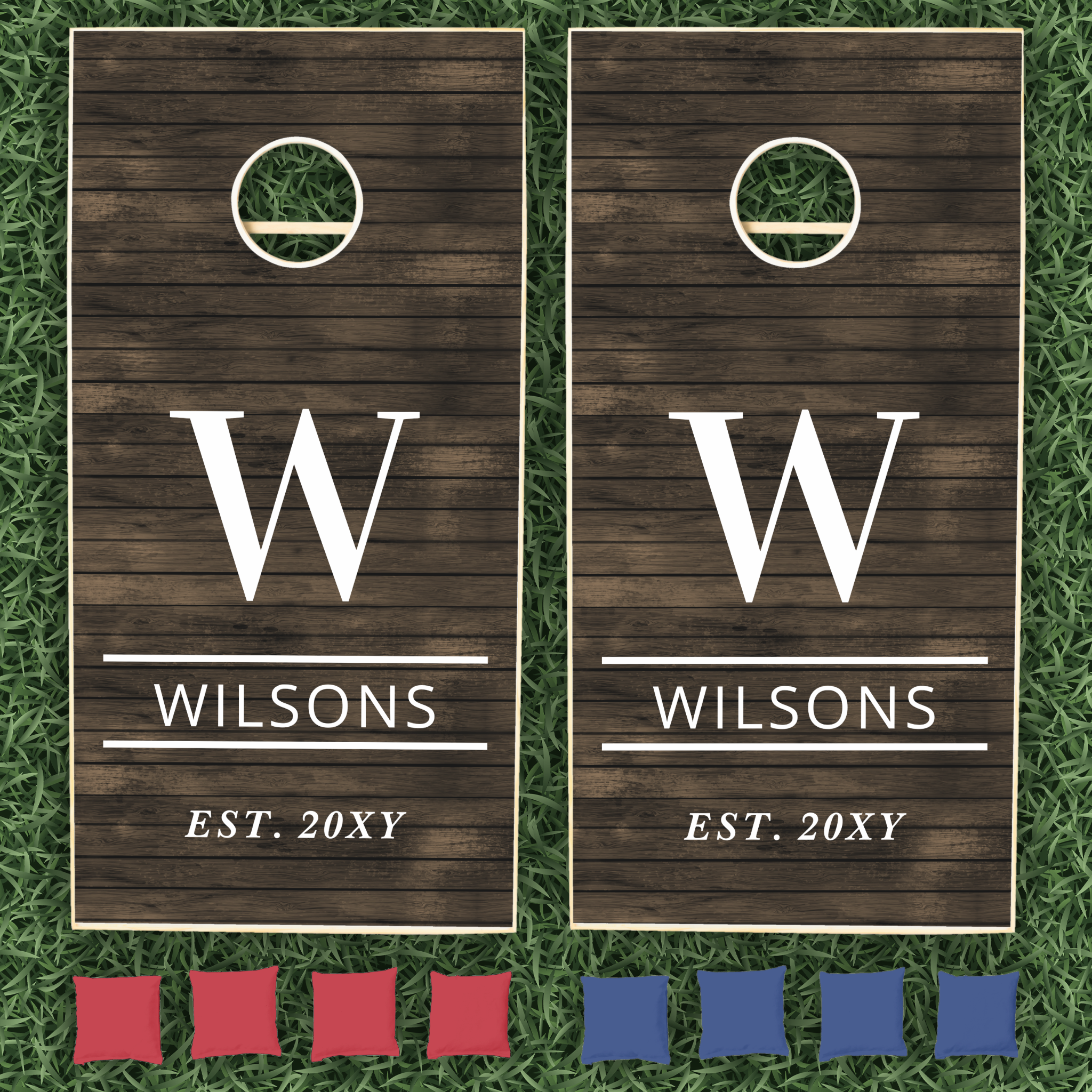 Rustic Barn Wood Personalized Wedding Monogram Cornhole Set